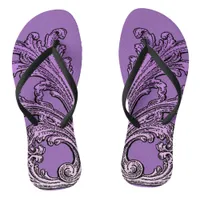 Unique Vintage Swirl Ombre Purple Design Flip Flops