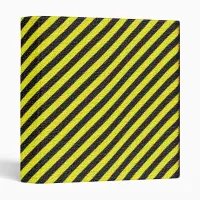 Thin Black and Yellow Diagonal Stripes 3 Ring Binder