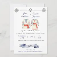Rustic Romanian Wedding Traditional Folk Costumes  Invitation