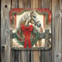 Watercolor Horse and Festive Farm Christmas Square Sticker