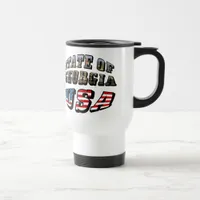 State of Georgia and USA Flag Text Travel Mug