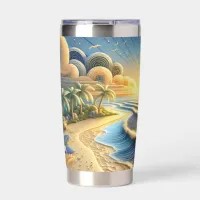 Ocean View Tropical Paper Quilling Effect  Insulated Tumbler