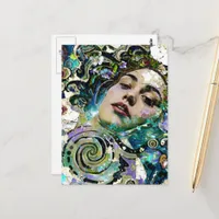 Unique Ophelia Mixed Media Collage Postcard