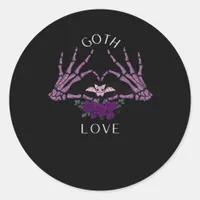 Embrace Goth Skeleton Heart Artistic Style Classic Round Sticker
