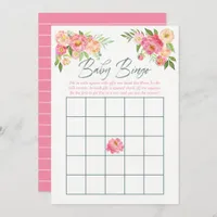 Peony flowers Spring Baby Shower Baby Bingo Invitation