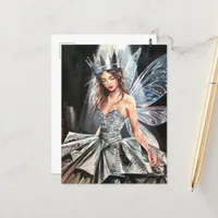 Fairy in a Fashion Foil Dress Postcard