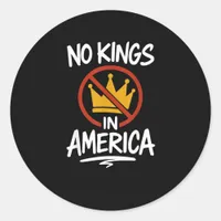 No Kings In America No Crown Minimal Clean Classic Round Sticker