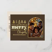 Mocha Truffle & Oat Milk Christmas Photo Foil Holiday Postcard