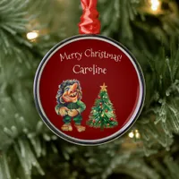 Cheeky Christmas Troll and Tree Delight  Metal Ornament