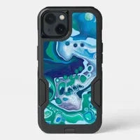 Blue and Green Marble Fluid Art    iPhone 13 Case