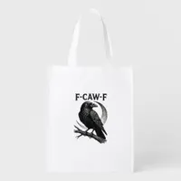 Funny F-Caw-F Crow Retro Graphic Grocery Bag