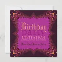 Medieval Bohemian Girl Pink Party Invitation