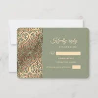 Sage Green and Gold RSVP with Elegant Earthy Tones