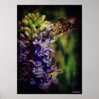 The Butterfly and Purple Flowers Poster