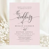 Blush Pink Simple Modern Script Wedding Invitation