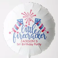 Little Firecracker July 4th First Birthday Party Balloon