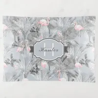 Flamingo Orchid Tropical Pattern Gray ID868 Trinket Tray