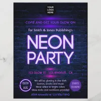 Glow in the Dark Neon Corporate party invitation Flyer