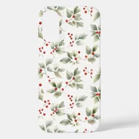 Pretty Watercolor Holly and Berries iPhone 16 Case