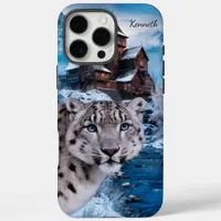 Snow Leopard Gazing By Winter Castle iPhone 16 Pro Max Case