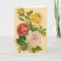 Vintage Roses, German Birthday Card