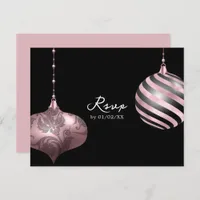 Blush Pink, Rose Gold, and Black Christmas Wedding RSVP Card