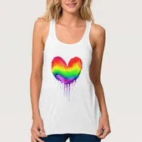 Rainbow Heart Dripping Paint Tank Top