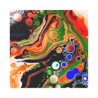 Orange, Blue, Black Digital Fluid Art  