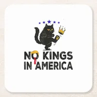 No Kings In America We The People Political Minima Square Paper Coaster
