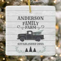 Farmhouse Christmas Tree Family Farm Personalized Ceramic Ornament