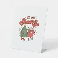 Tis The Season Retro Christmas 70s 80s Vintage Gro Pedestal Sign