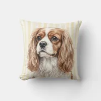 Watercolor Cavalier King Charles Spaniel Throw Pil Pillow
