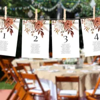 Fall Florals Names Seating Chart Table Number Card