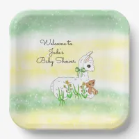 Llama and Teddy Bear Themed Baby Shower Paper Plates