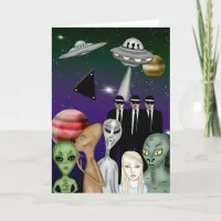 Different Alien Species, UFO, Planets Personalized Card