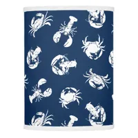 Lobster and Crab Blue White Seafood Pattern Lamp Shade