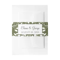 Glam Greenery wedding invitations belly band