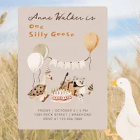 One Silly Goose Neutral First Birthday Party  Invitation