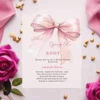 She's tying the knot bow Bridal Shower invitation