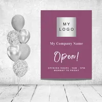 Purple plum open store business logo name foam board