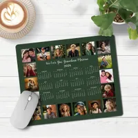 2025 Forest Green Multiple Photo Collage Calendar Mouse Pad