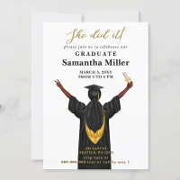 Modern Minimalist Photo She Did It Graduation Invitation