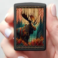 Vibrant Rainbow Moose Leather Art  Zippo Lighter