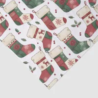Patchwork Christmas Stockings Red Green White Tissue Paper