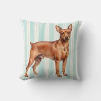 Watercolor Miniature Pinscher Dog Throw Pillow