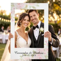 Wedding Blush Dusty Pink Rose Floral Watercolor Selfie Frame
