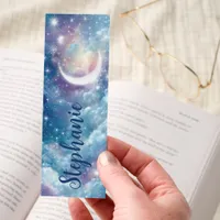 Crescent Moon Blue Starry Night Sky Bookmarks