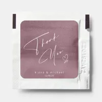 Calligraphy Thank You Heart Mauve ID771 Hand Sanitizer Packet