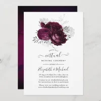 Burgundy and Silver Floral Virtual Wedding Invitation
