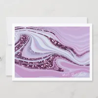 Abstract Glitter Strata Wedding Alt. Lilac ID903  Save The Date